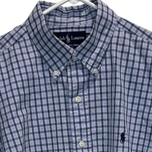 Ralph Lauren Blake Mens Long Sleeve Blue Plaid Button Down Shirt Large‎